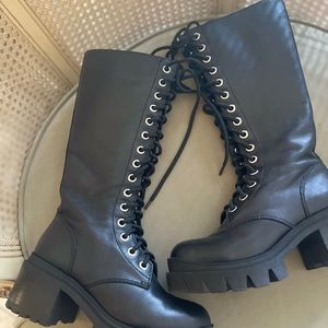 These are amazing, edgy, lace up boots that go with everything. Love.